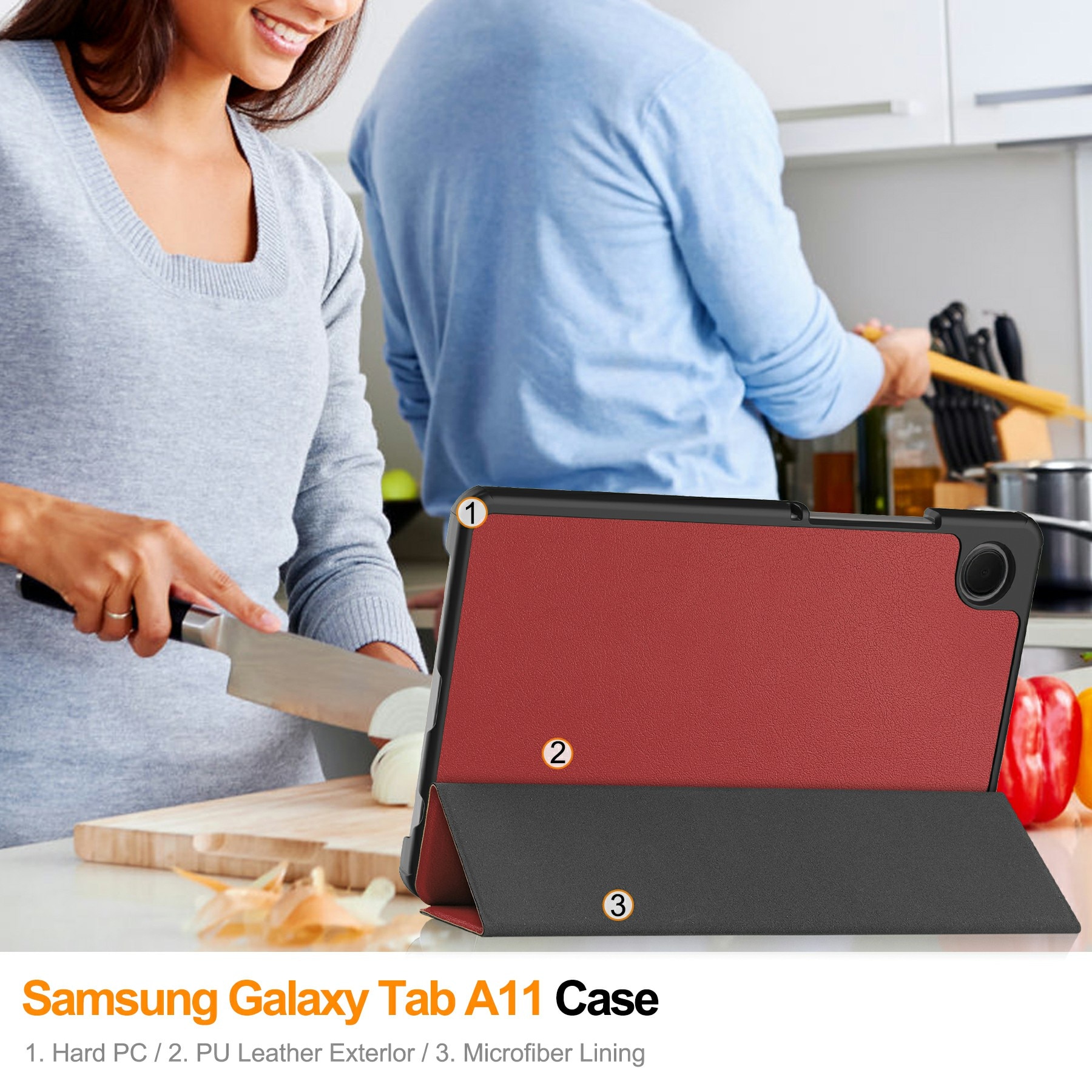 Fodral Tri-fold Samsung Galaxy Tab A11 Röd