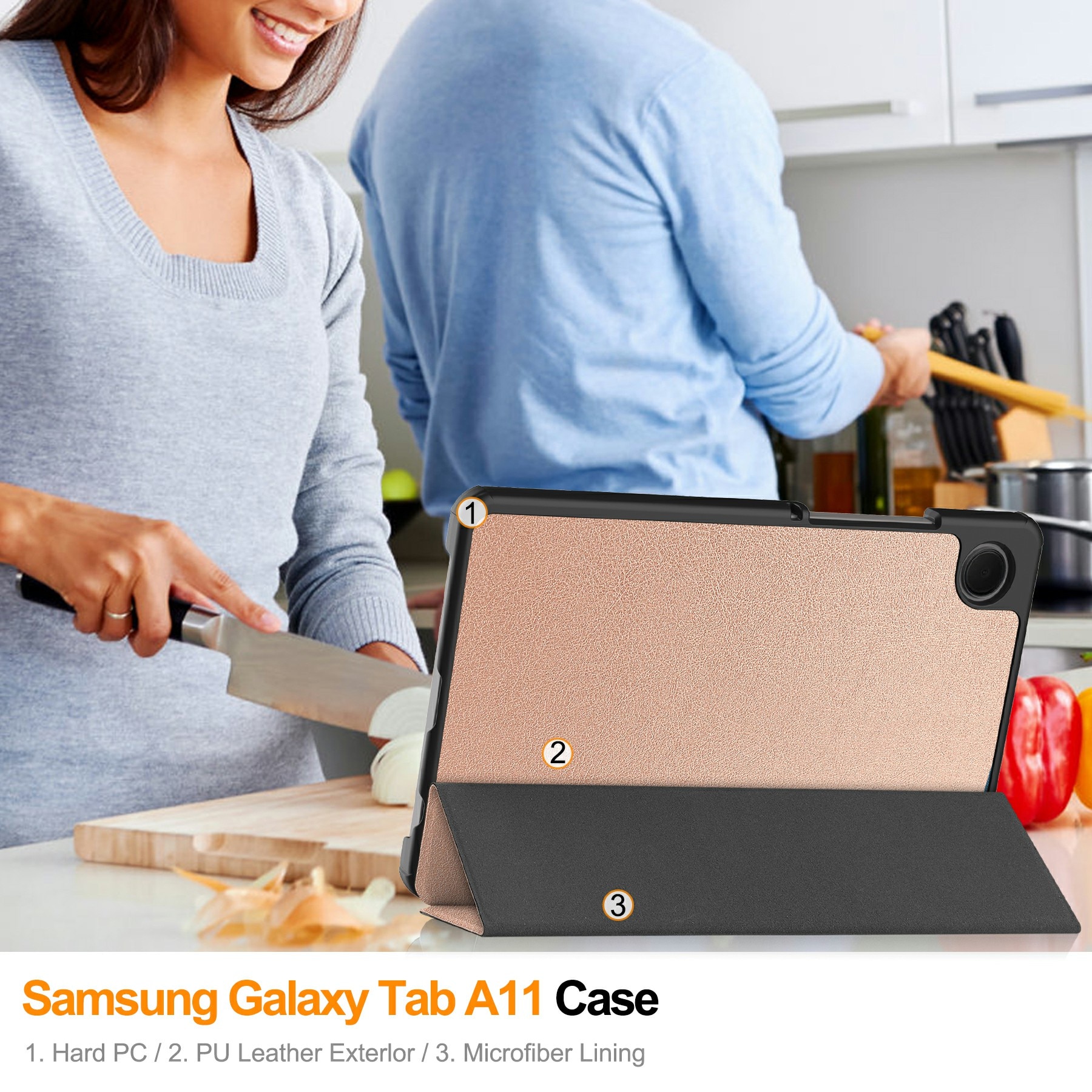 Fodral Tri-fold Samsung Galaxy Tab A11 Roséguld