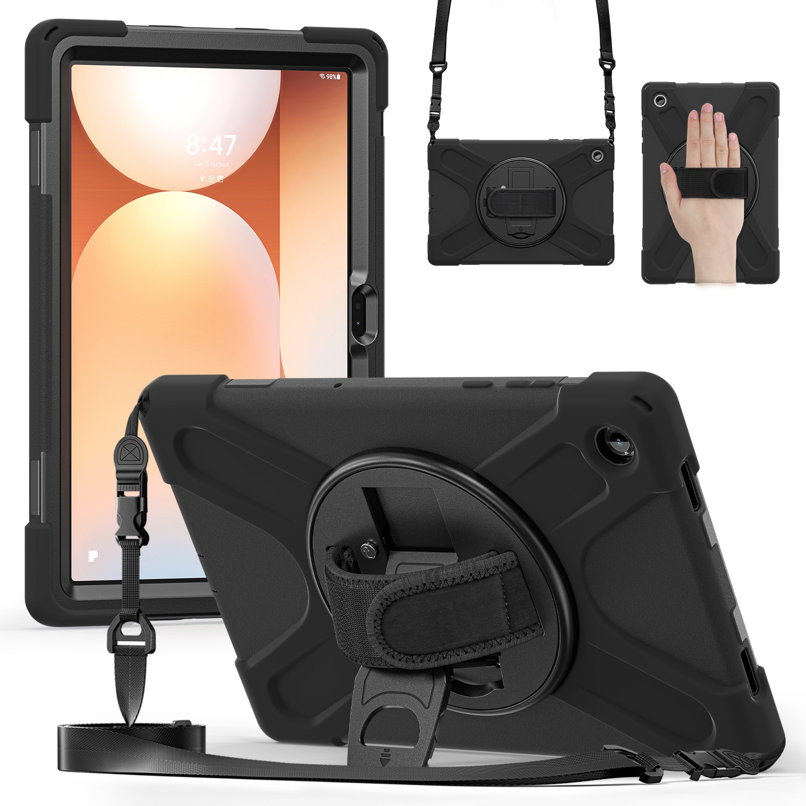 Stöttåligt Hybridskal med axelrem Samsung Galaxy Tab A11 Plus svart