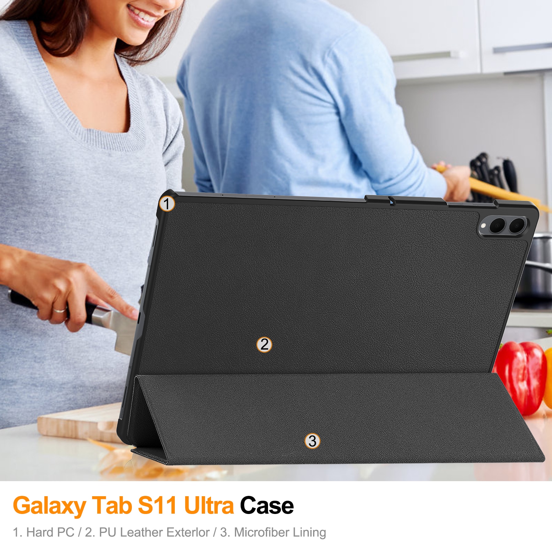 Fodral Tri-fold Samsung Galaxy Tab S11 Ultra Svart