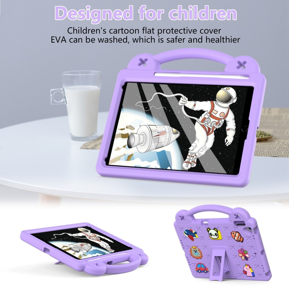 Barnskal med figurer och ställ iPad 10.2 9th Gen (2021) lila