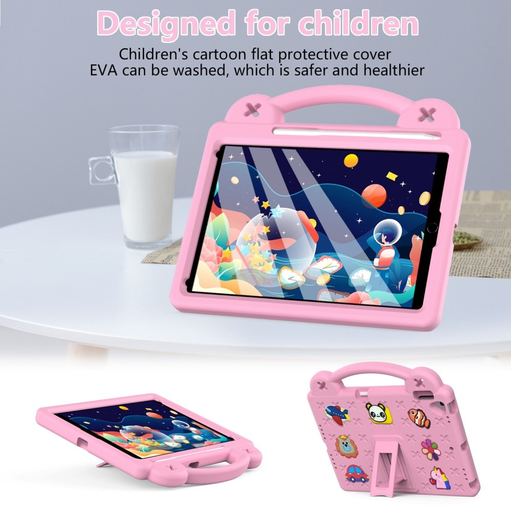 Barnskal med figurer och ställ iPad 10.2 9th Gen (2021) rosa