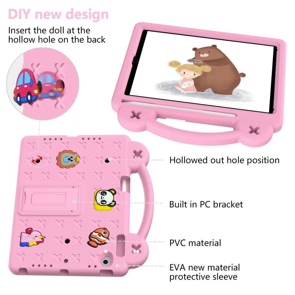 Barnskal med figurer och ställ iPad 9.7 6th Gen (2018) rosa