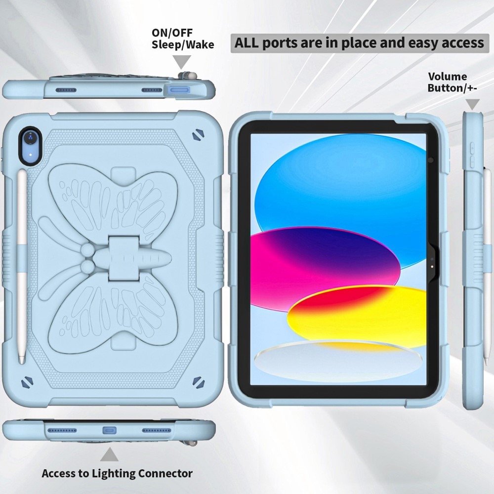 Hybridskal Fjäril med axelrem iPad 10.9 10th Gen (2022) blå