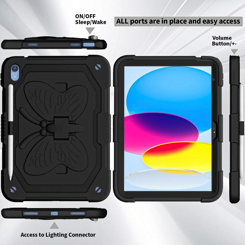 Hybridskal Fjäril med axelrem iPad 10.9 10th Gen (2022) svart
