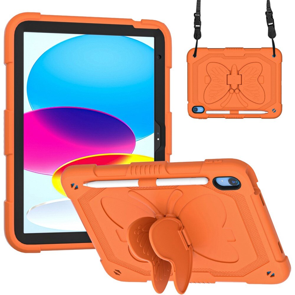 Hybridskal Fjäril med axelrem iPad 10.9 2022 (10th gen) orange