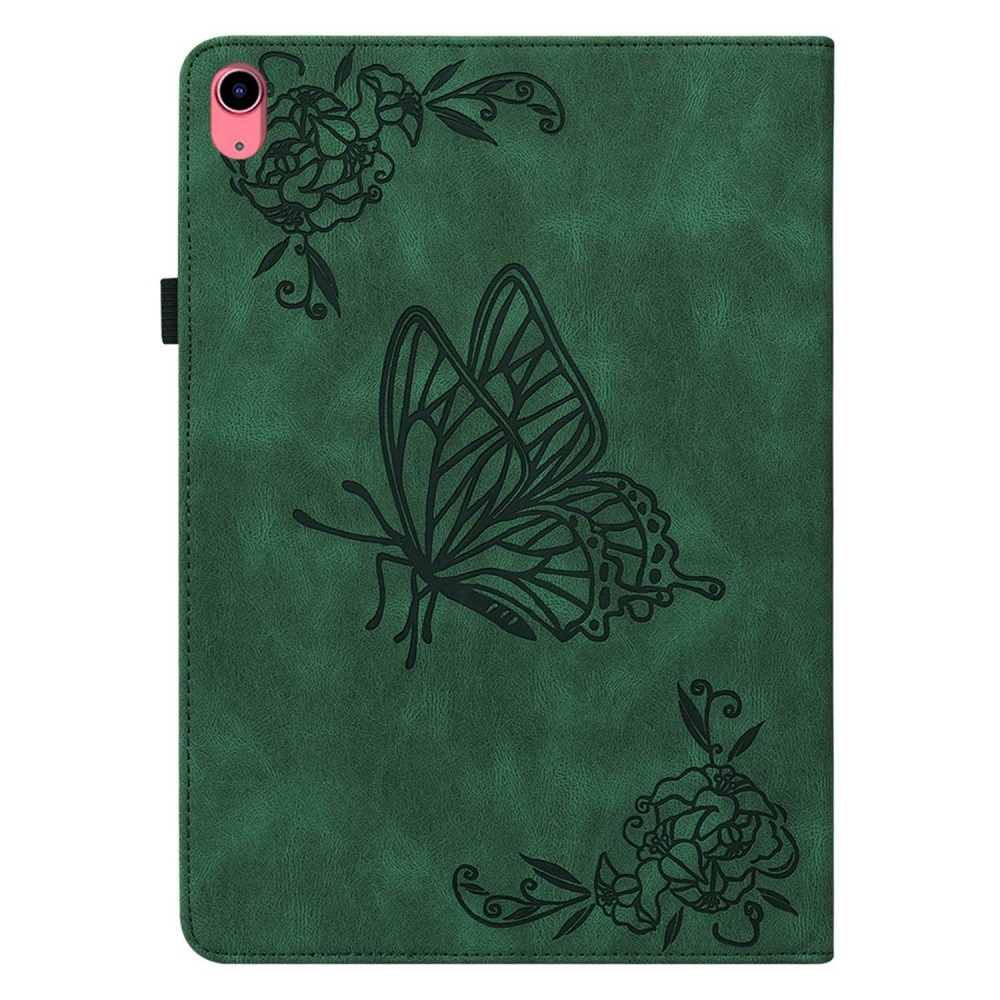 Läderfodral Fjärilar iPad 10.9 10th Gen (2022) grön