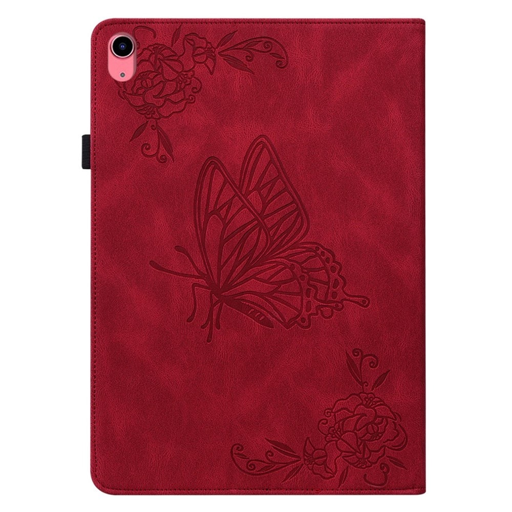Läderfodral Fjärilar iPad 10.9 10th Gen (2022) röd