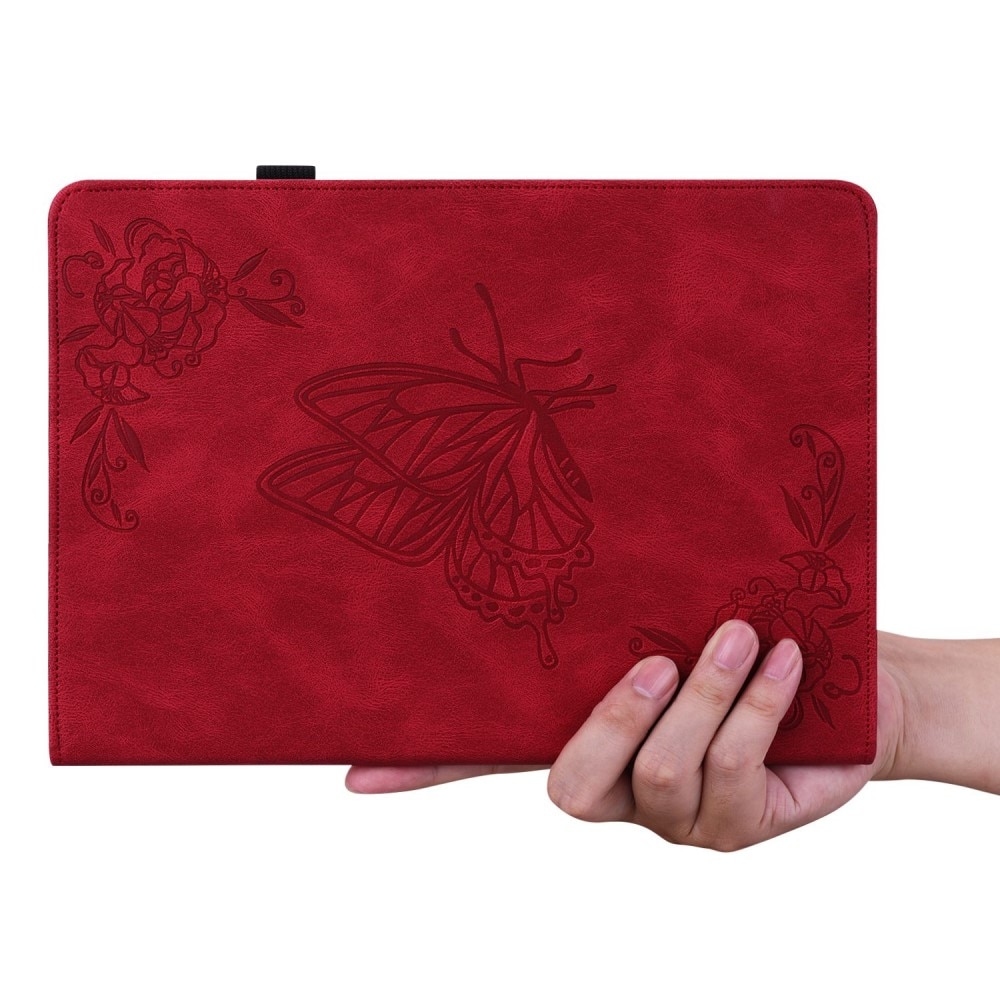 Läderfodral Fjärilar iPad 10.9 10th Gen (2022) röd