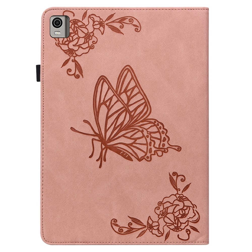 Läderfodral Fjärilar Nokia T21 rosa