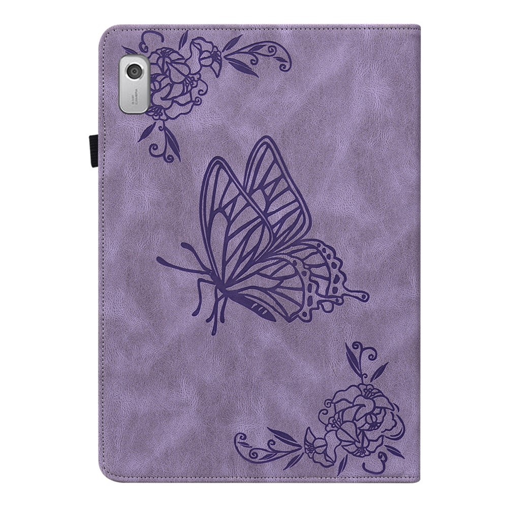 Läderfodral Fjärilar Lenovo Tab M9 Lila