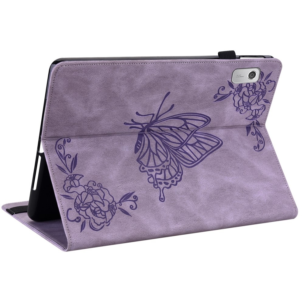 Läderfodral Fjärilar Lenovo Tab M9 Lila