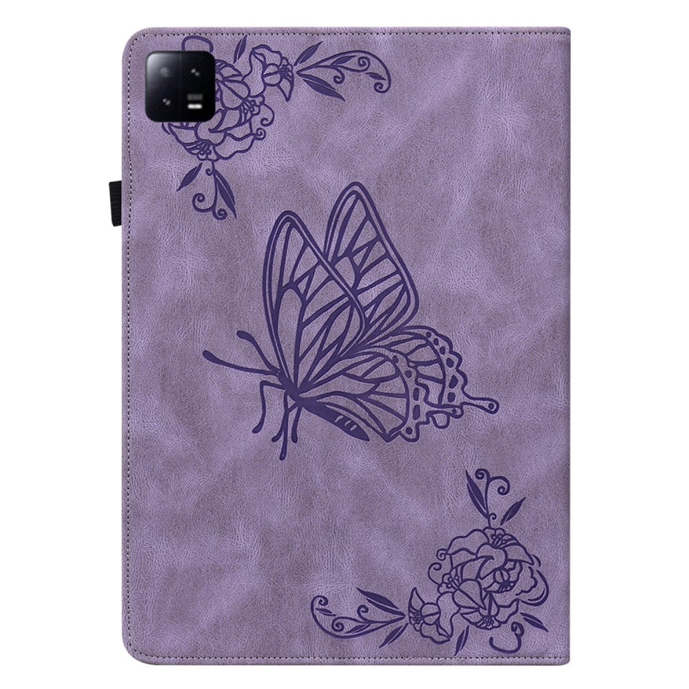 Läderfodral Fjärilar Xiaomi Pad 6 lila