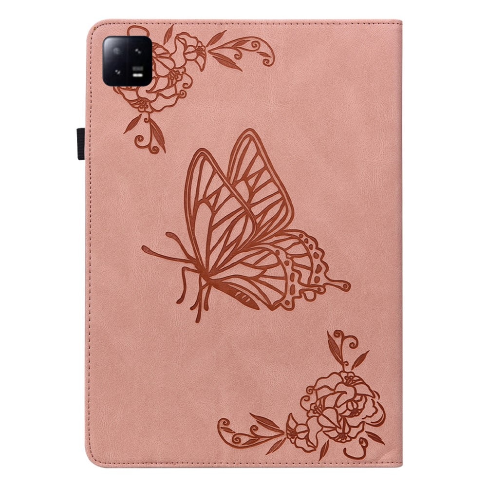 Läderfodral Fjärilar Xiaomi Pad 6 Pro rosa