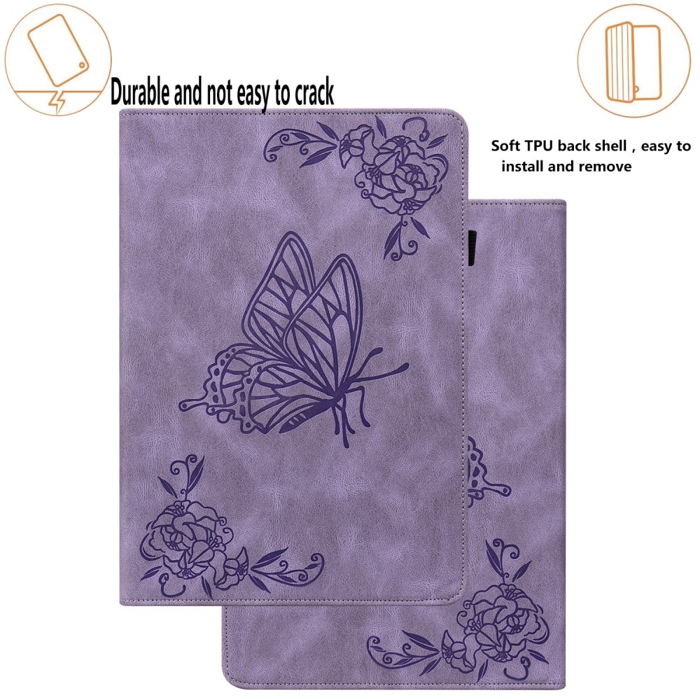 Läderfodral Fjärilar Samsung Galaxy Tab S7 FE lila