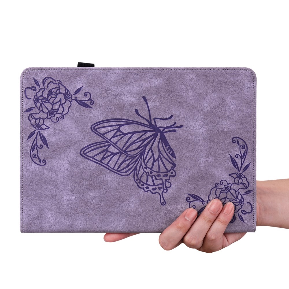 Läderfodral Fjärilar Samsung Galaxy Tab S7 Plus lila