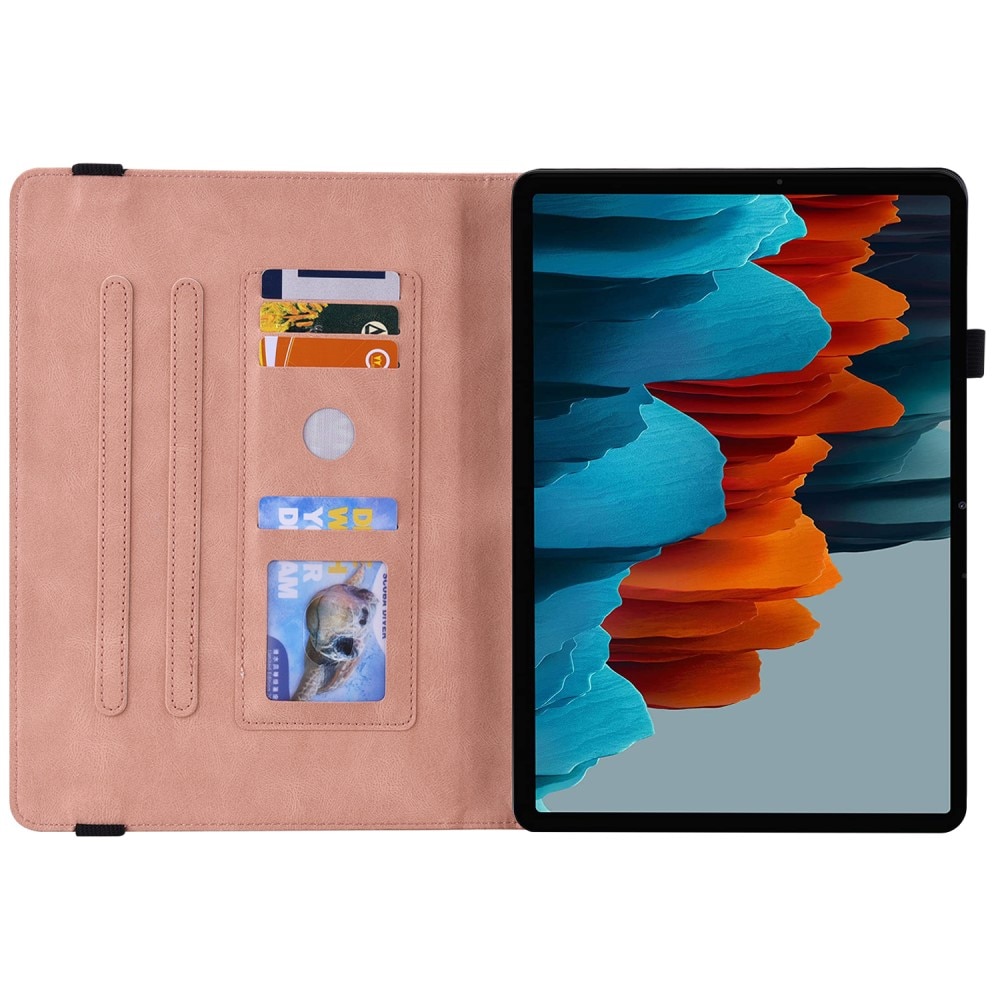 Läderfodral Fjärilar Samsung Galaxy Tab S7 Plus rosa