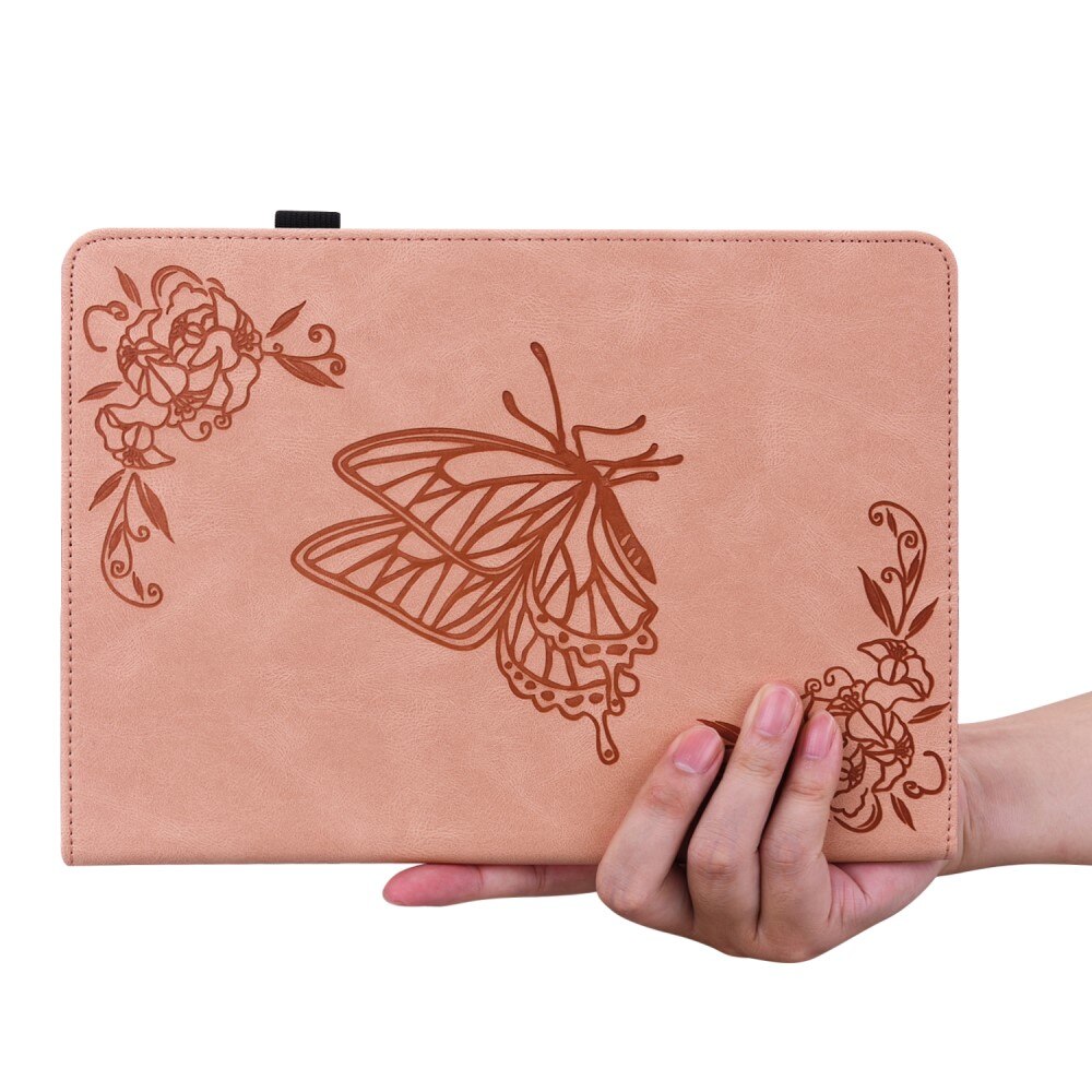 Läderfodral Fjärilar Samsung Galaxy Tab S8 Plus rosa