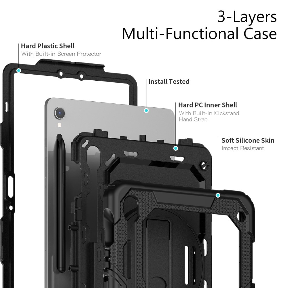 Stöttåligt Full Protection Hybridskal med axelrem Samsung Galaxy Tab S9 svart