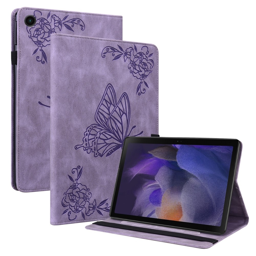 Läderfodral Fjärilar Samsung Galaxy Tab A9 lila