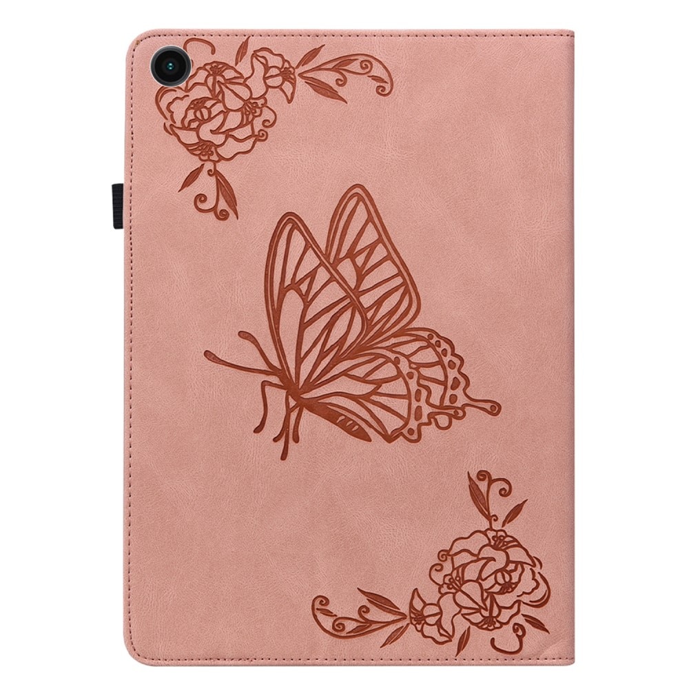 Läderfodral Fjärilar Samsung Galaxy Tab A9 rosa