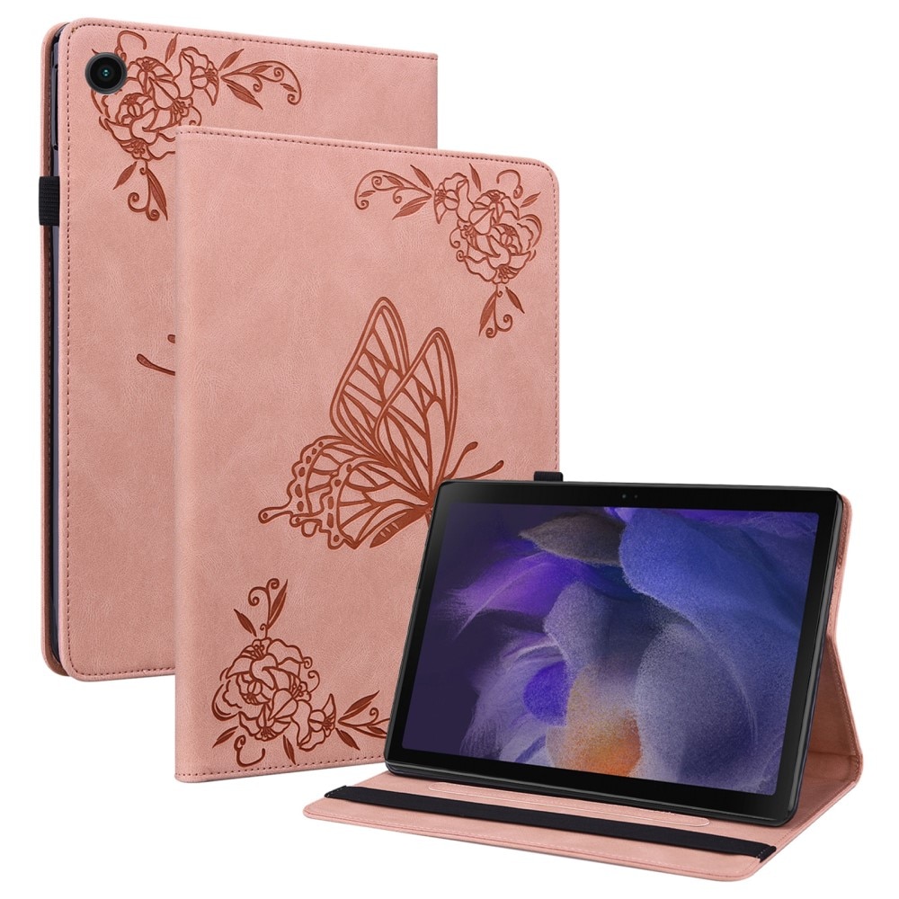 Läderfodral Fjärilar Samsung Galaxy Tab A9 rosa