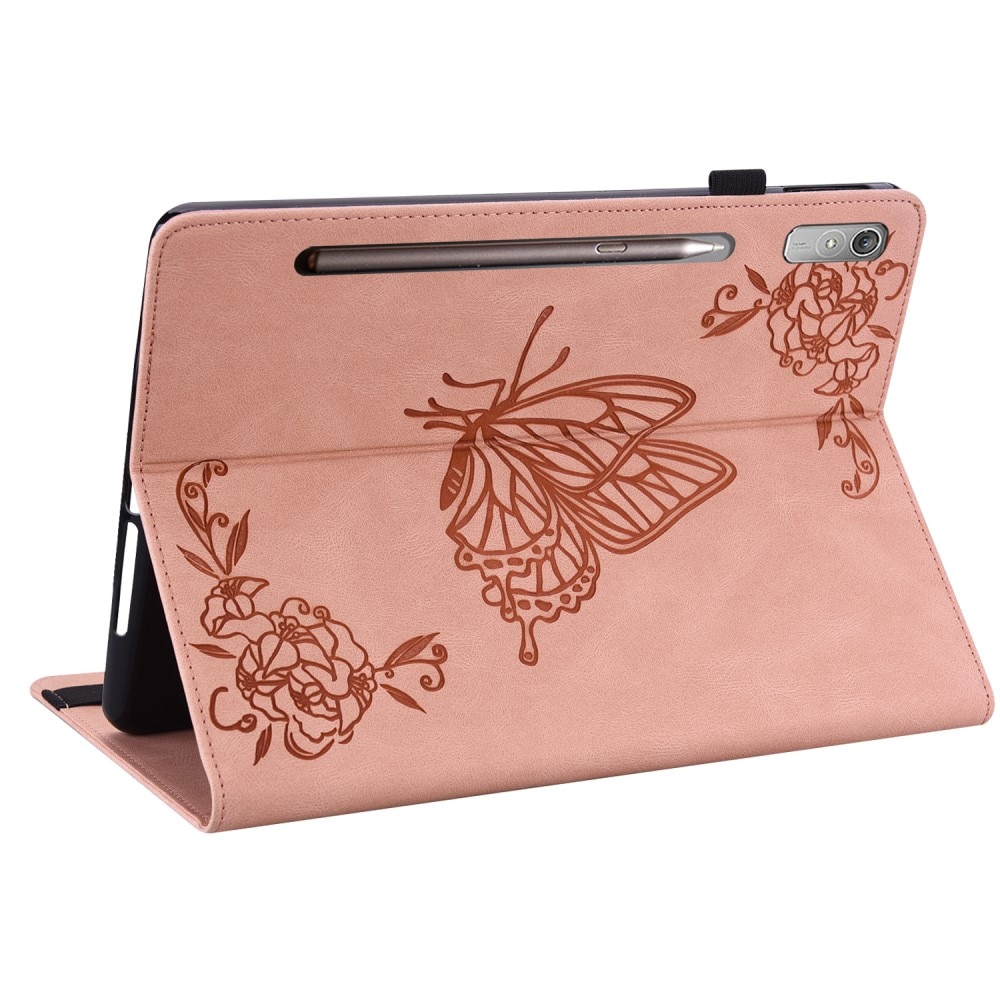 Läderfodral Fjärilar Lenovo Tab P12 rosa