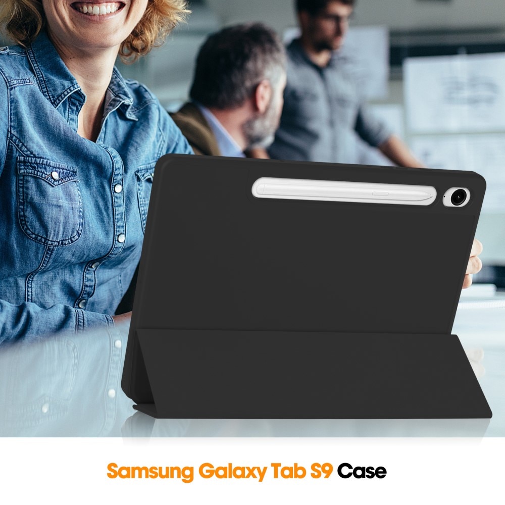 Samsung Galaxy Tab S9 FE Fodral Tri-fold med Pencil-hållare svart