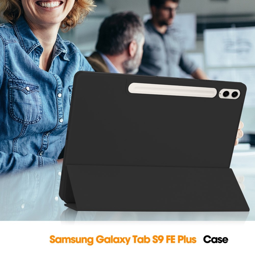 Samsung Galaxy Tab S9 FE Plus Fodral Tri-fold med Pencil-hållare svart