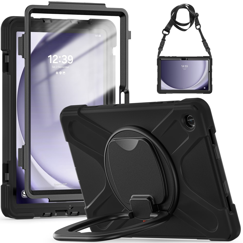 Kickstand Hybridsskal med axelrem Samsung Galaxy Tab A9 Plus svart