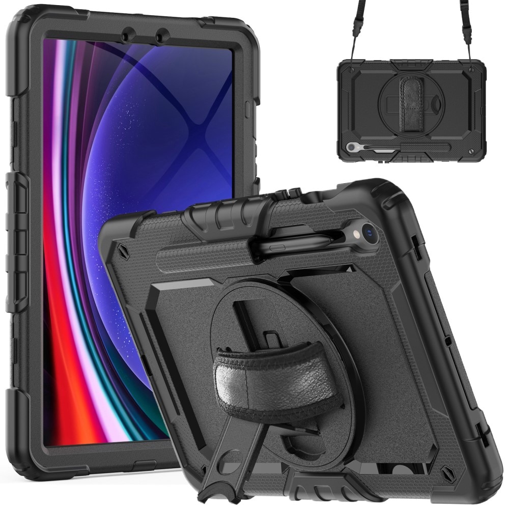 Stöttåligt Full Protection Hybridskal med axelrem Samsung Galaxy Tab S9 FE svart