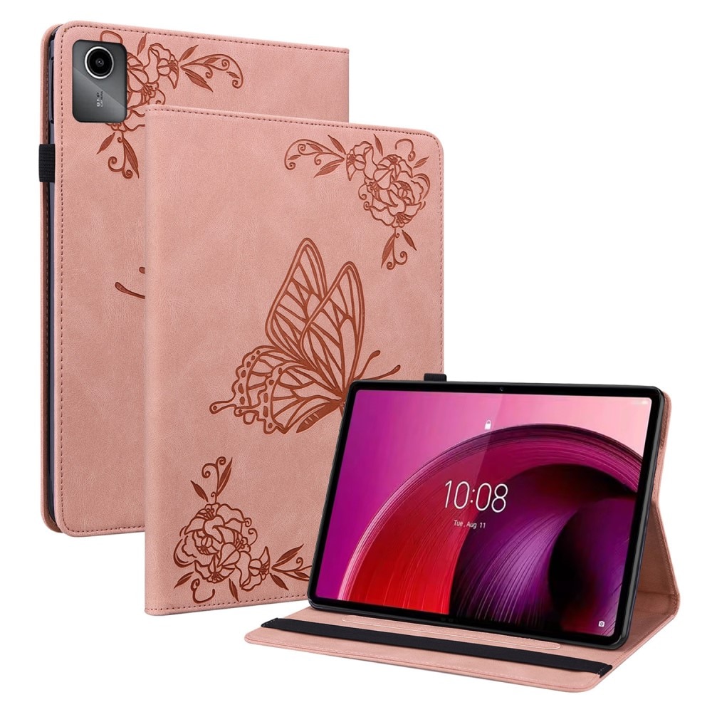 Läderfodral Fjärilar Lenovo Tab M11 rosa