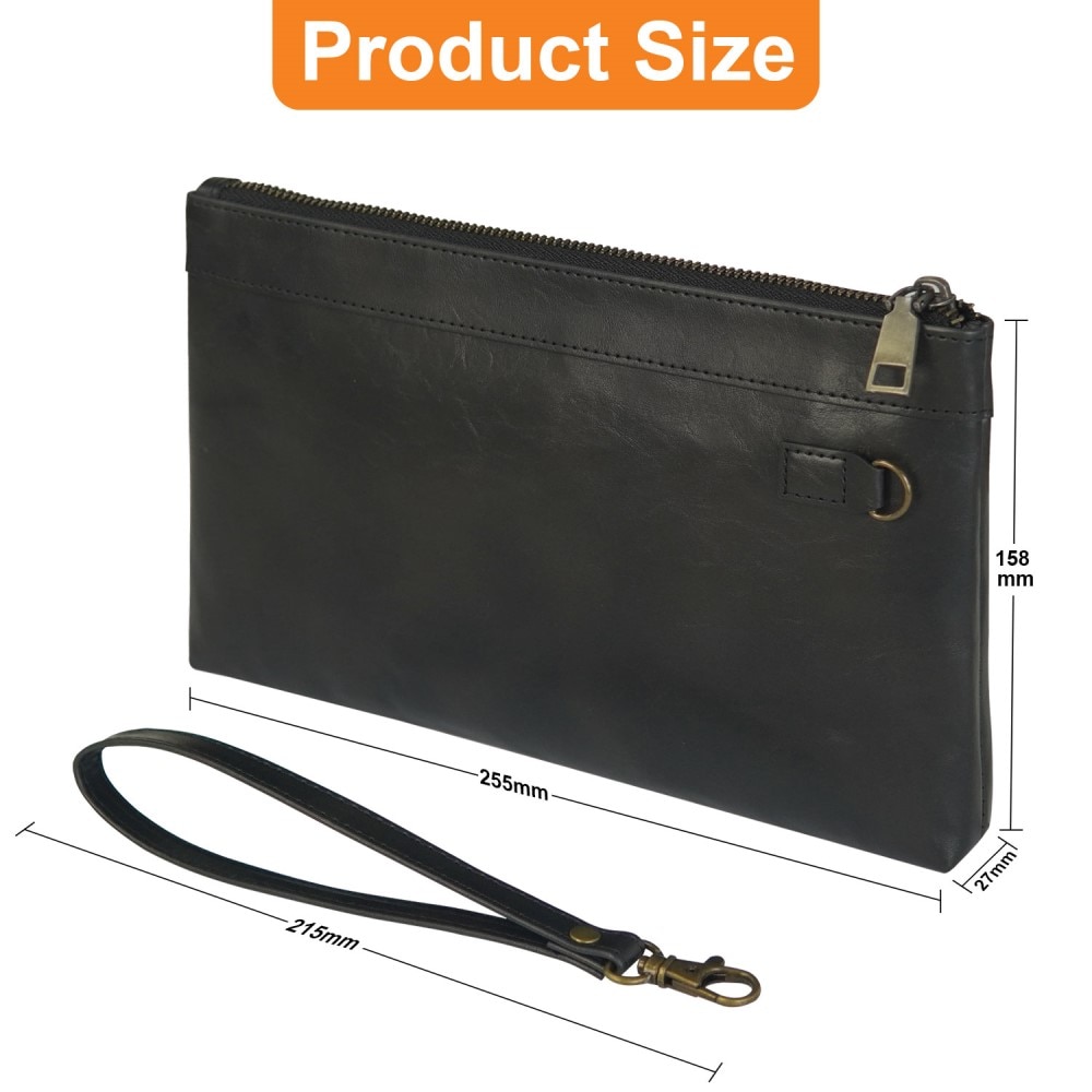 Wristlet Clutch Väska Läder svart