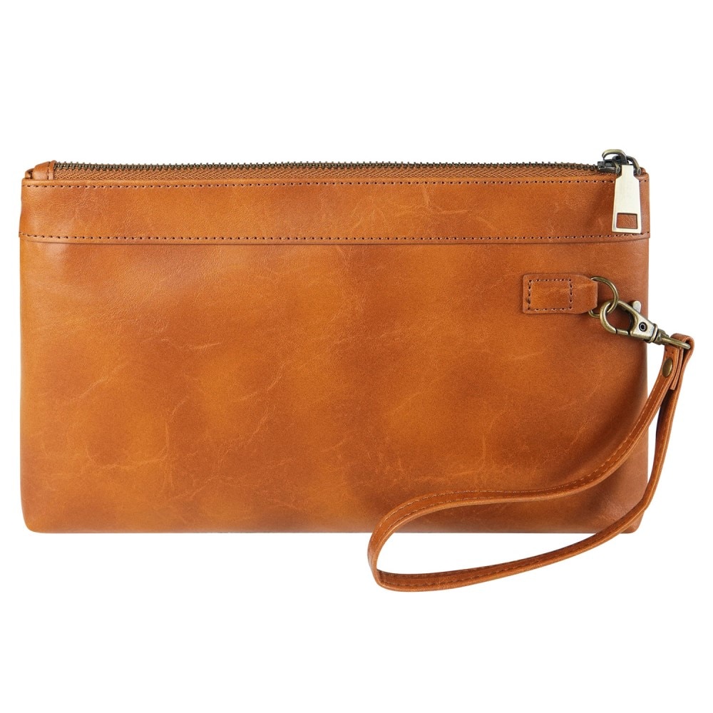 Wristlet Clutch Väska Läder brun