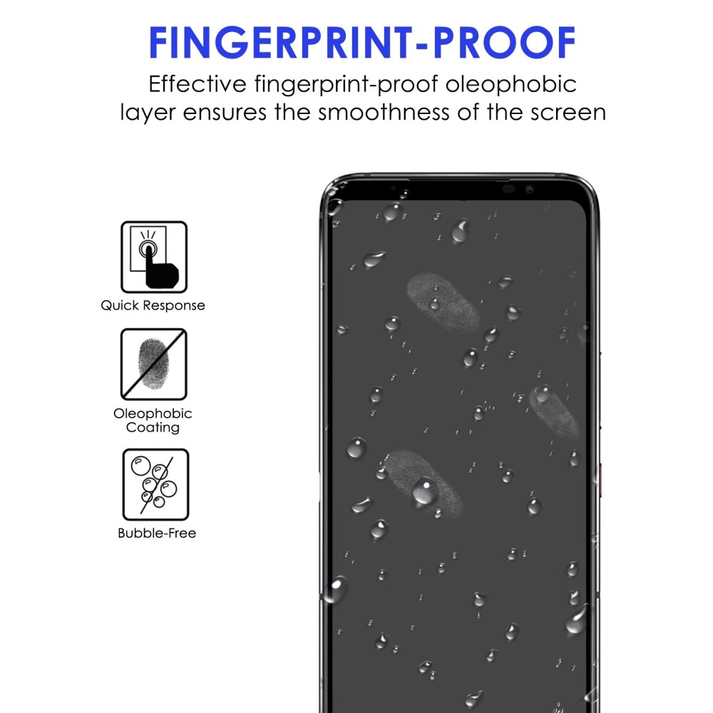 Heltäckande Härdat Glas Skärmskydd Asus ROG Phone 6/6 Pro svart