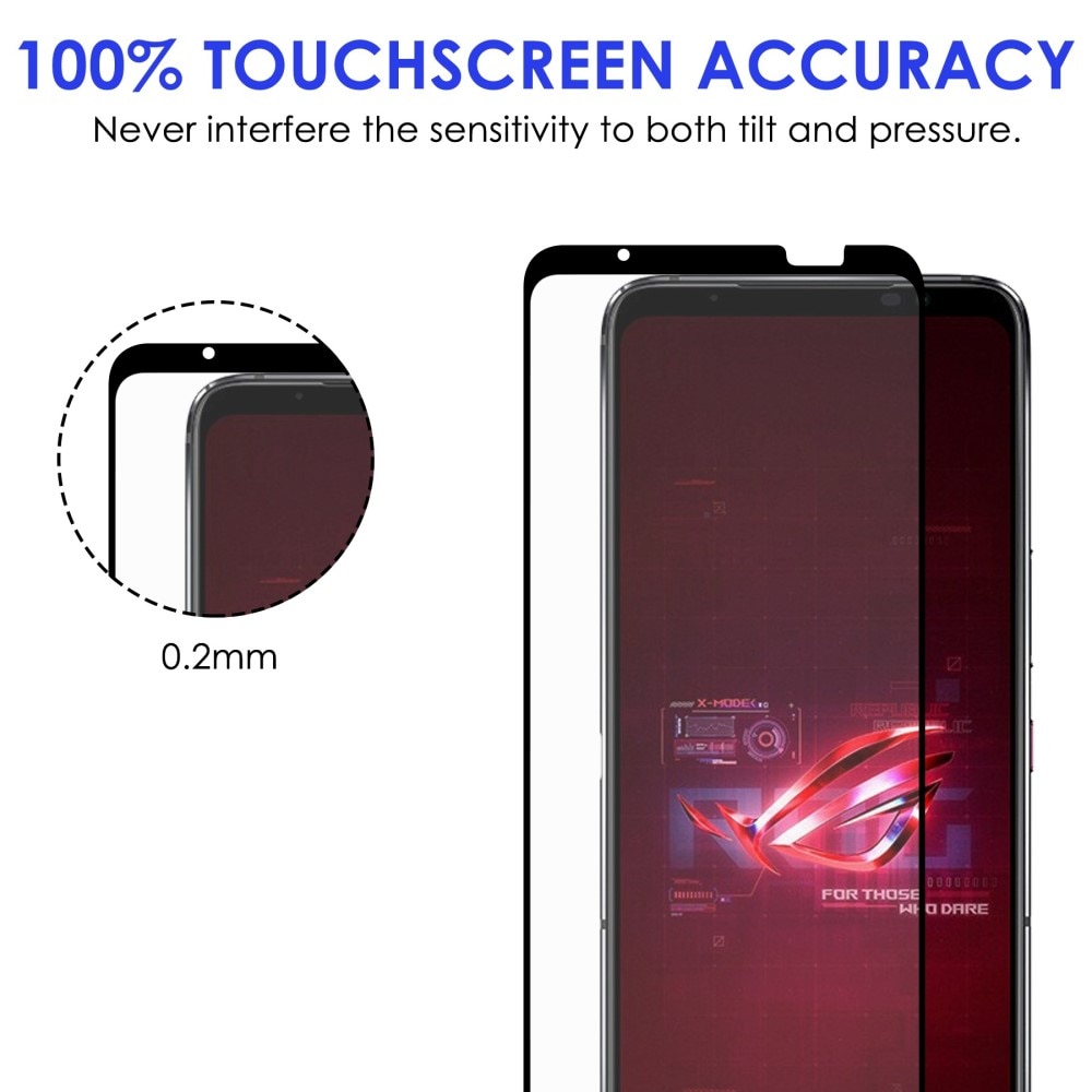 Heltäckande Härdat Glas Skärmskydd Asus ROG Phone 6/6 Pro svart