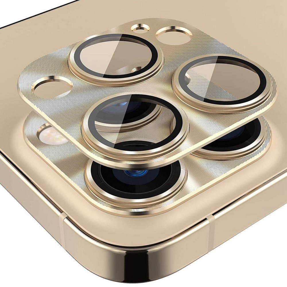 Kameraskydd Aluminium + Härdat Glas iPhone 14 Pro Max guld