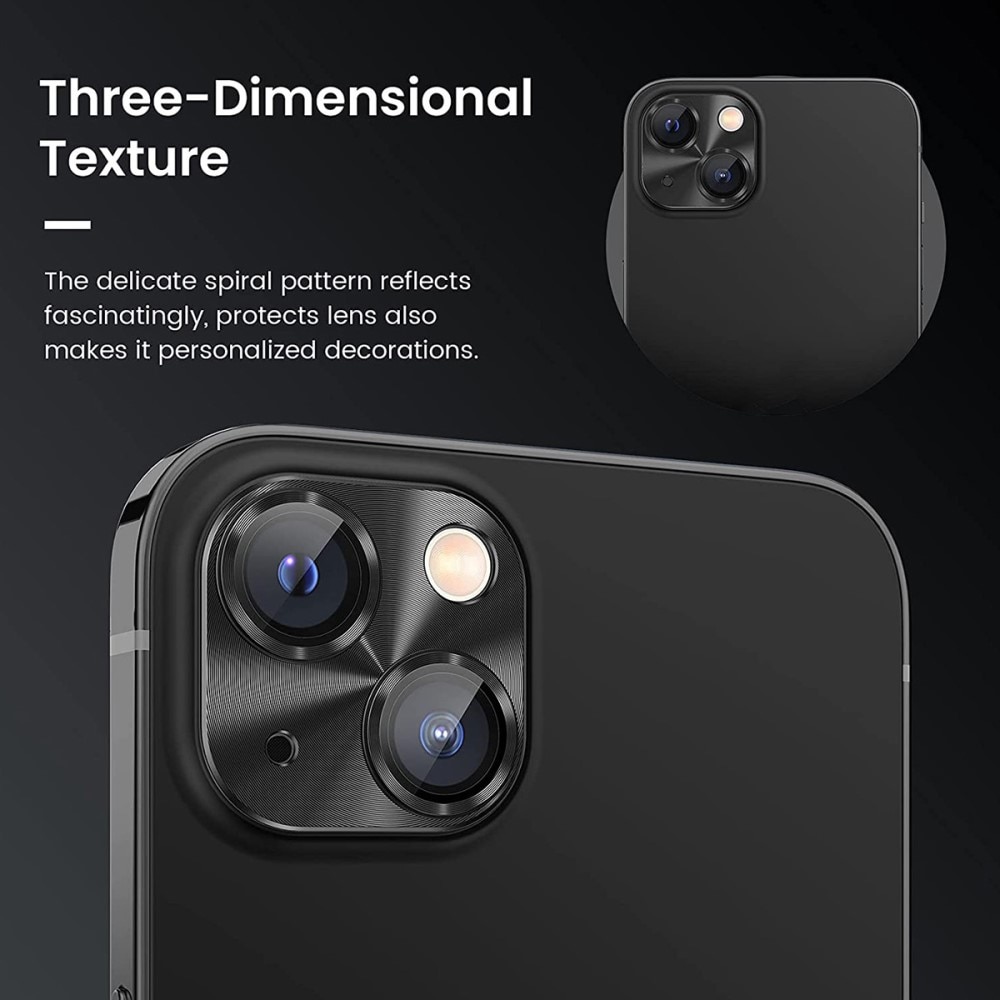 Kameraskydd Aluminium + Härdat Glas iPhone 14 Plus svart