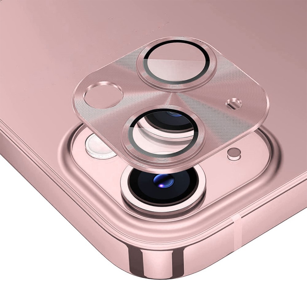 Kameraskydd Aluminium + Härdat Glas iPhone 14 rosa