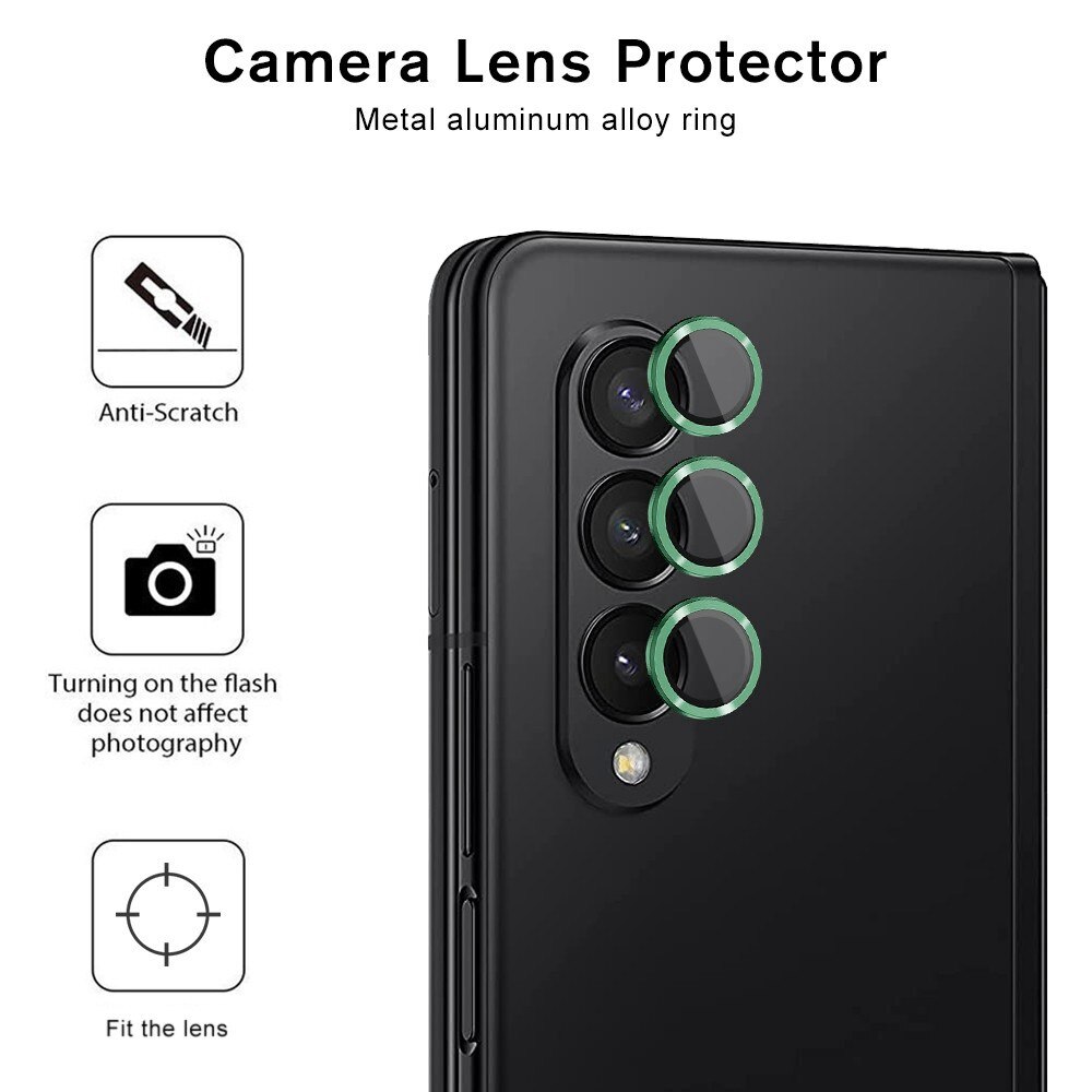 Linsskydd Aluminium + Härdat Glas Galaxy Z Fold 4 grön