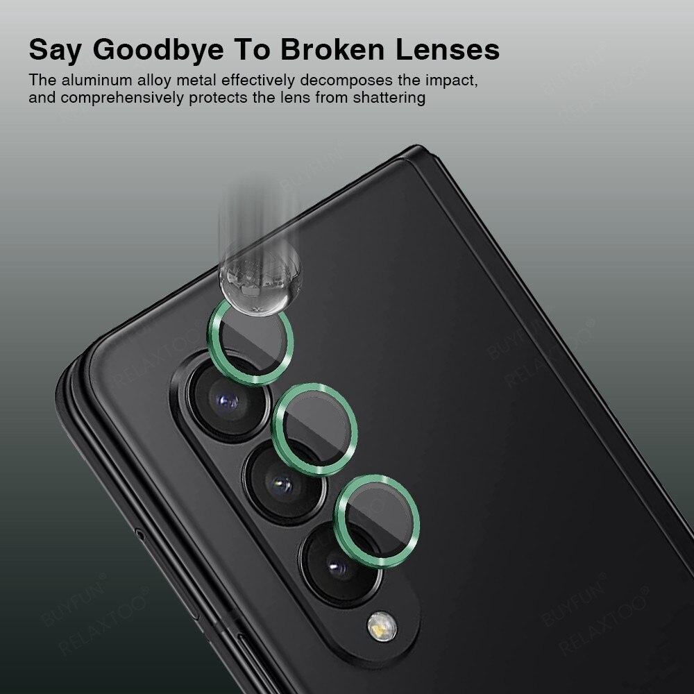 Linsskydd Aluminium + Härdat Glas Galaxy Z Fold 4 grön