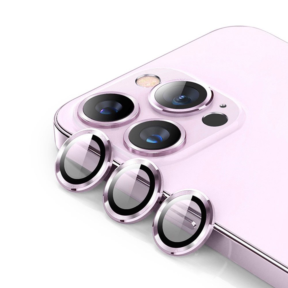 Linsskydd Aluminium+Härdat Glas iPhone 14 Pro/14 Pro Max lila