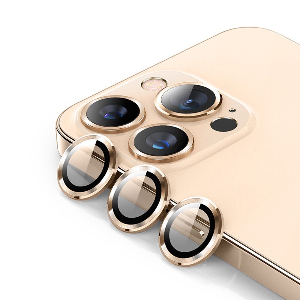 Linsskydd Aluminium + Härdat Glas iPhone 14 Pro/14 Pro Max guld