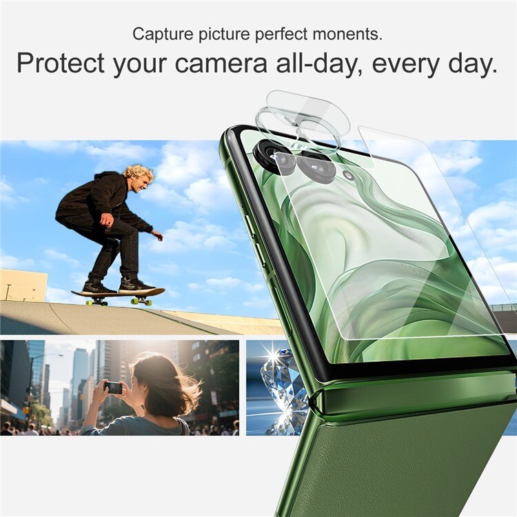 Härdat Glas Linsskydd + Ytterskärmskydd Motorola Razr 60 Ultra Genomskinlig