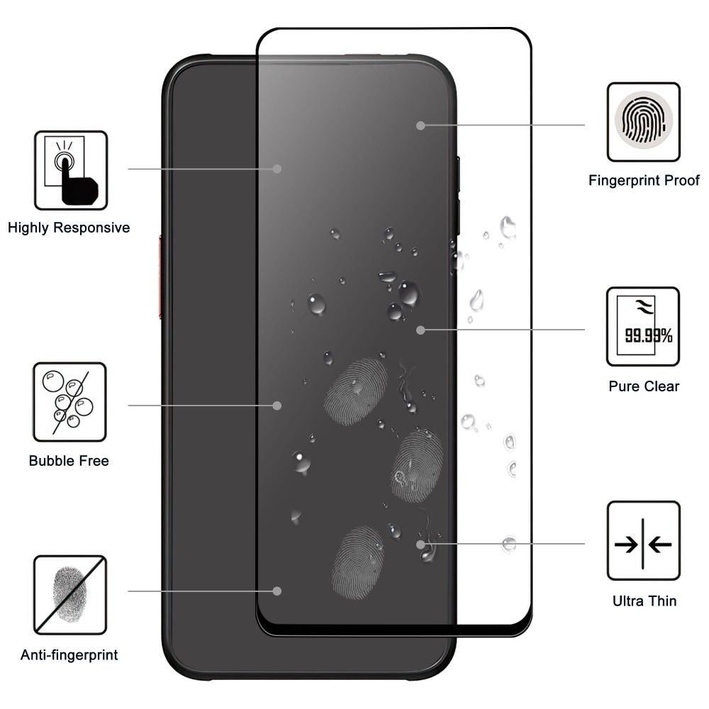 Heltäckande Härdat Glas Skärmskydd Samsung Galaxy Xcover 6 Pro svart