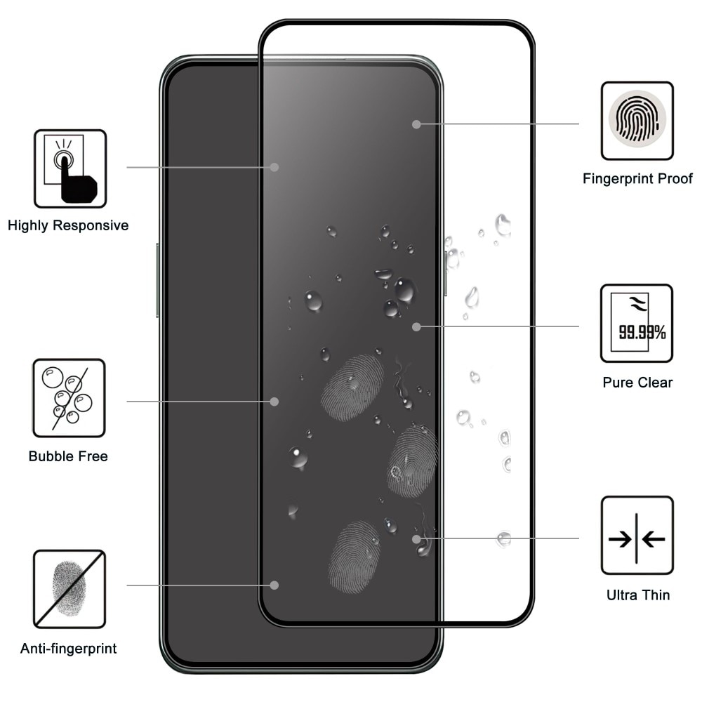 Heltäckande Härdat Glas Skärmskydd OnePlus 10T svart