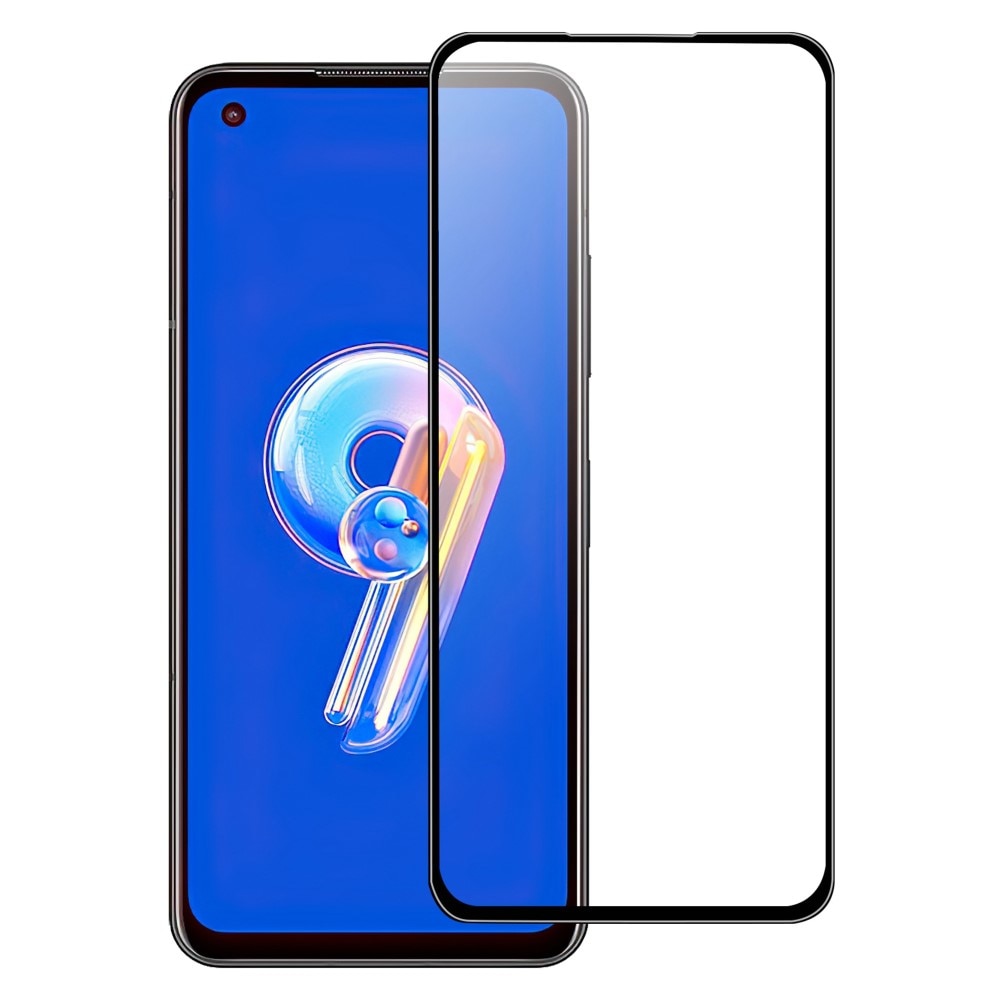 Heltäckande Härdat Glas Skärmskydd Asus Zenfone 9 svart