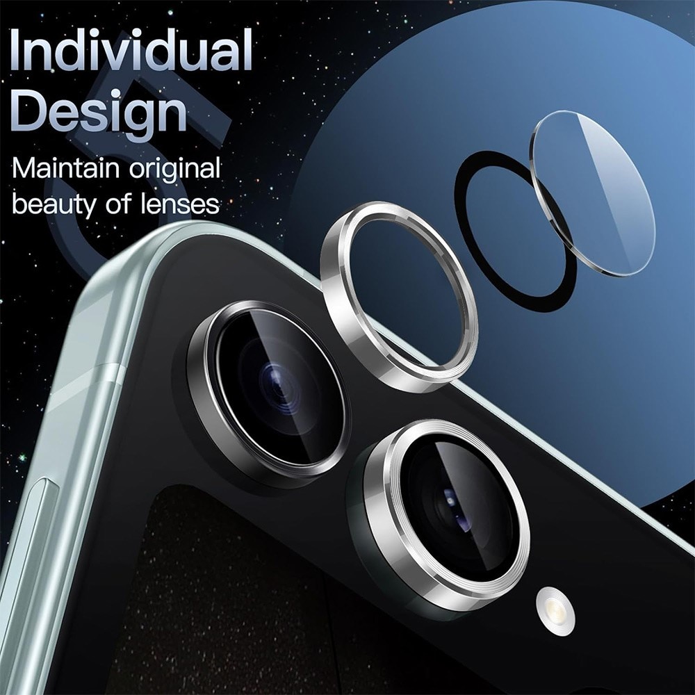 Linsskydd Aluminium + Härdat Glas Samsung Galaxy Z Flip 7 Svart