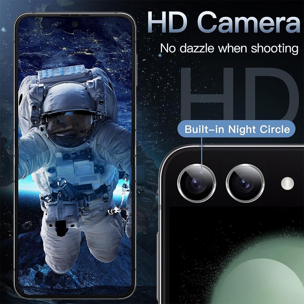Linsskydd Aluminium + Härdat Glas Samsung Galaxy Z Flip 7 Svart