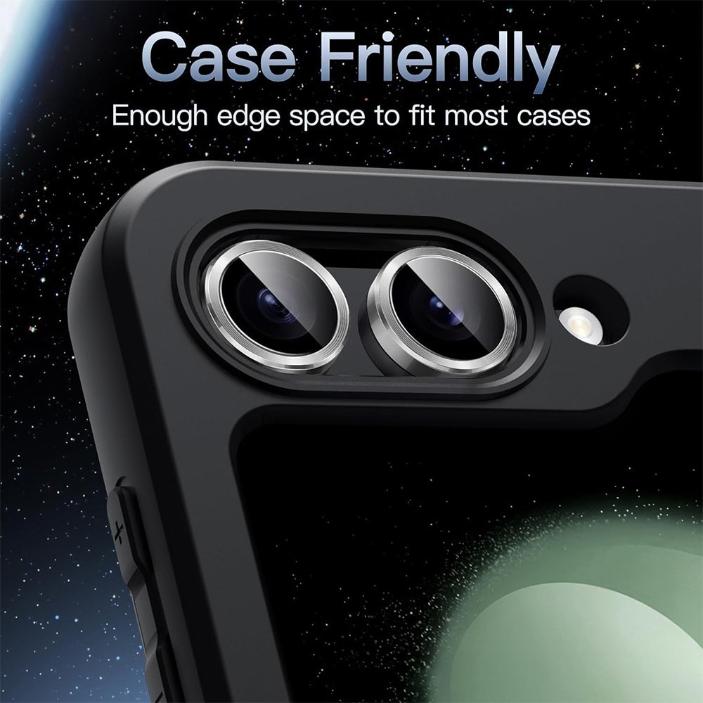 Linsskydd Aluminium + Härdat Glas Samsung Galaxy Z Flip 7 Svart